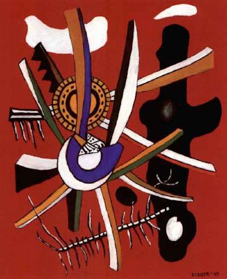 Etude pour fantaisie sur fond rouge by Fernand Leger