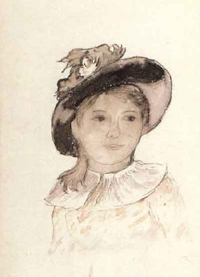 Buste de jeune fille au chapeau a fleurs by Pierre-Auguste Renoir