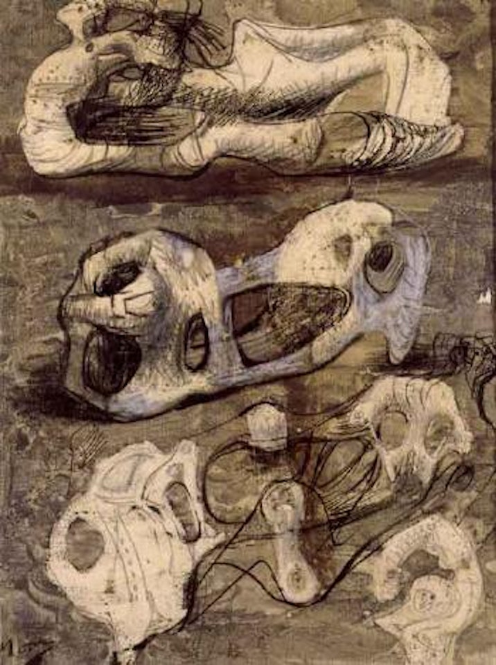 Page 41 and page 42 from sketchbook 1942 by Henry Moore