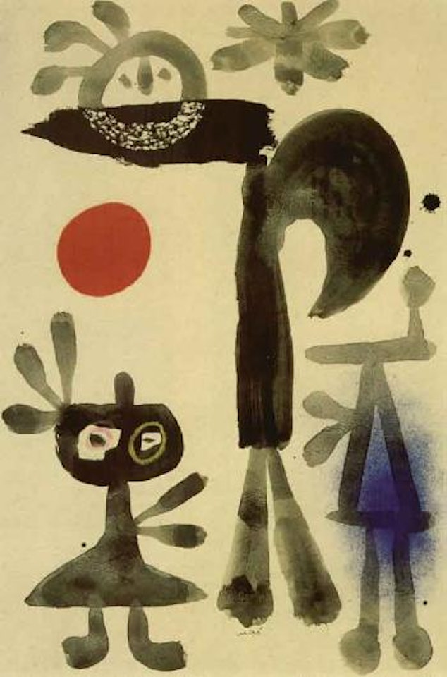Filette et garcon sous le soleil by Joan Miró