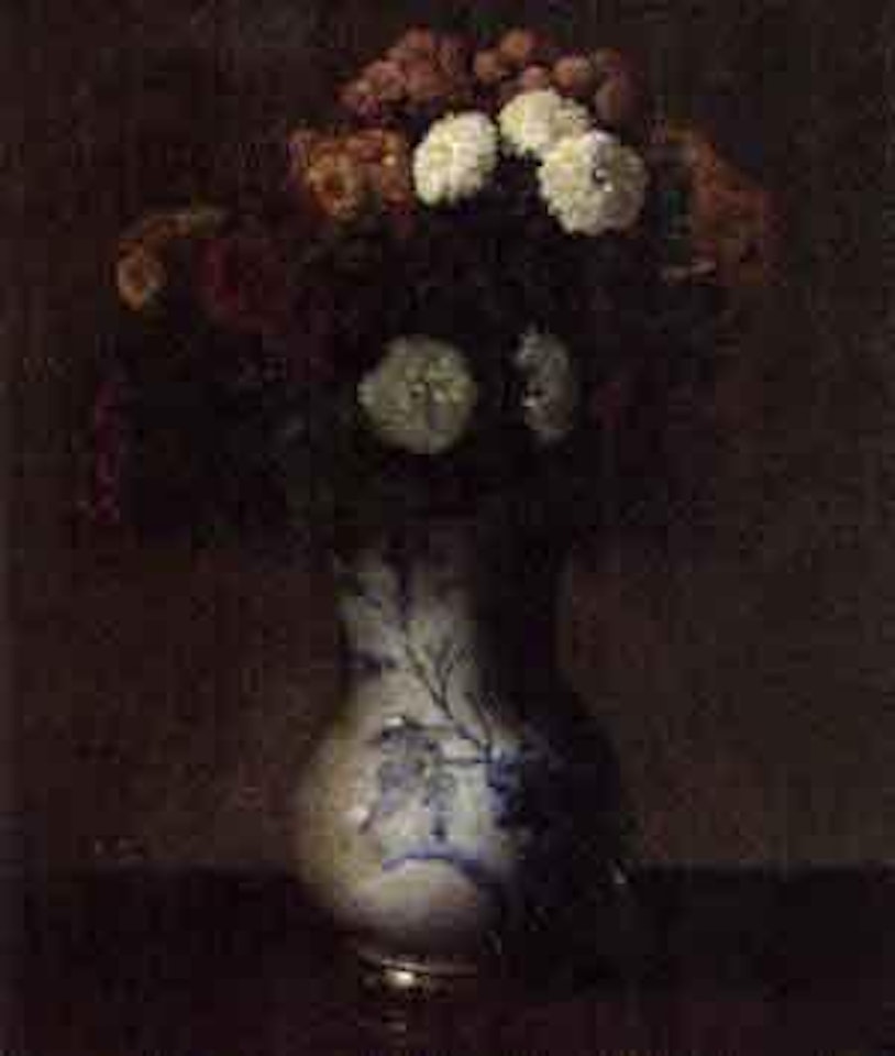 Summer flowers in blue and white vase by Victoria Fantin-Latour