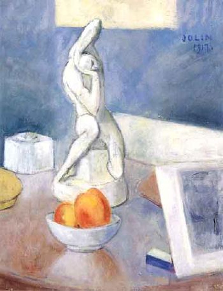 Still life with sculpture and fruit by Einar Jolin
