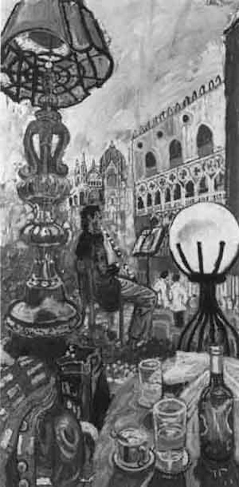 The little clarinettist in the Piazetta by John Bratby