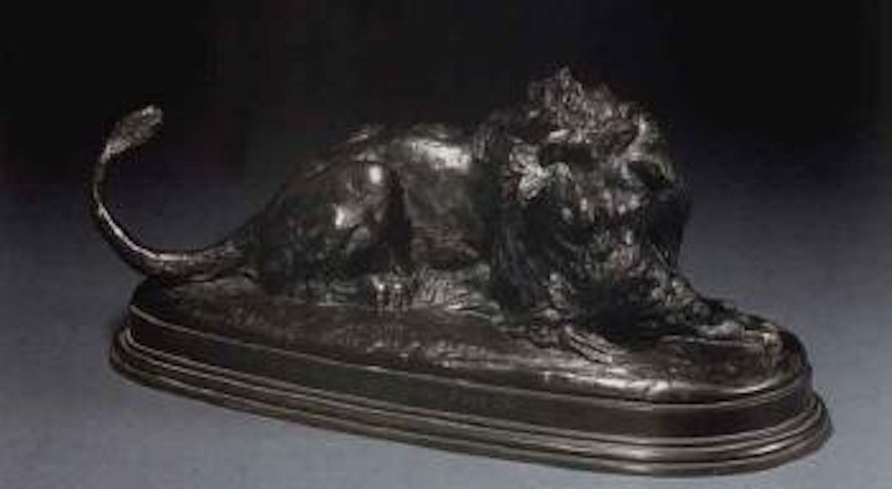 Lion attacking deer by Antoine-Louis Barye