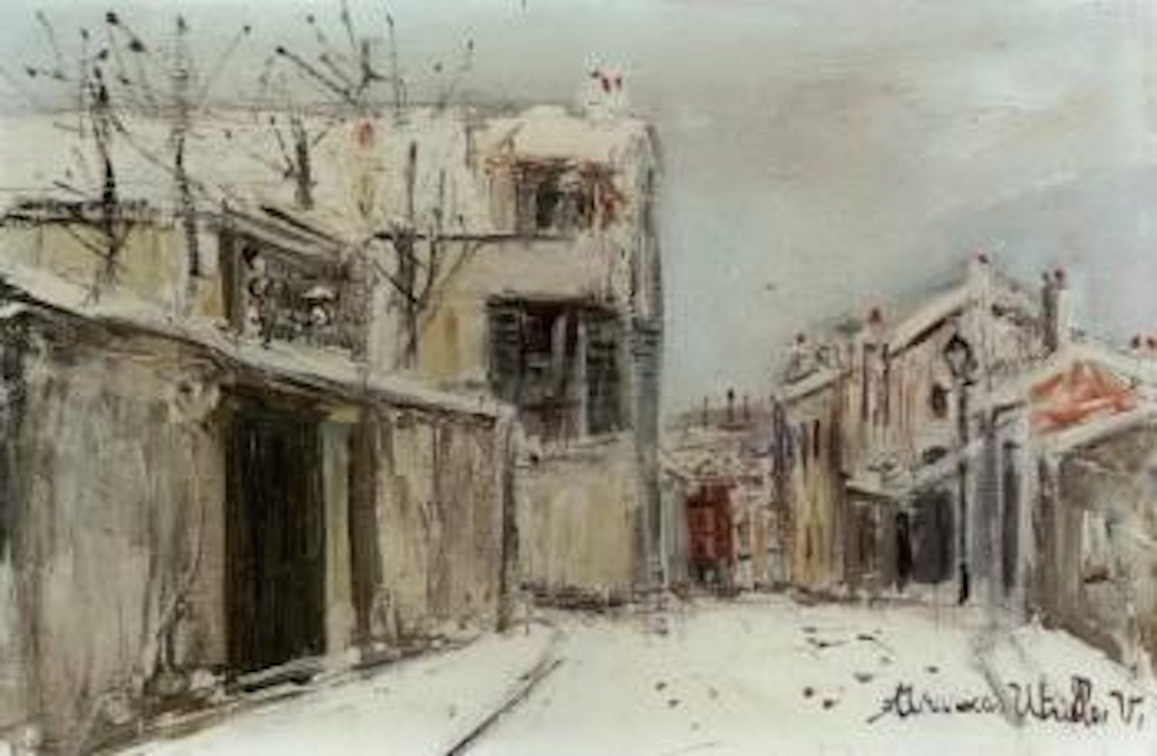 Le cercle catholique des Beaux Arts sous la neige by Maurice Utrillo