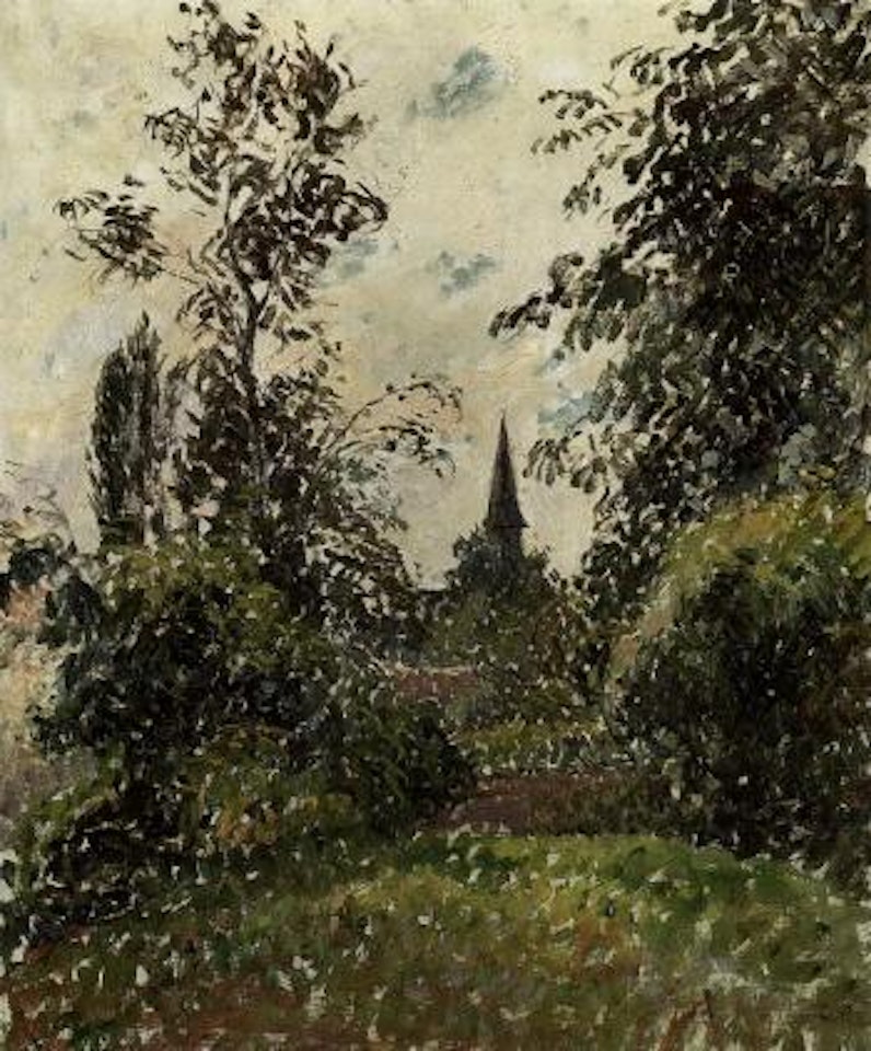 Le clocher de Bazincourt, etude by Camille Pissarro