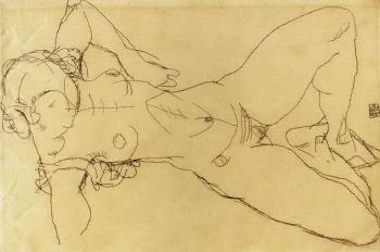 Liegender weiblicher Akt by Egon Schiele