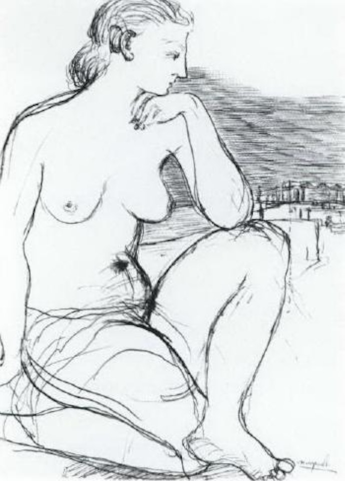 Femme nue sur fond de ruines by Paul Delvaux