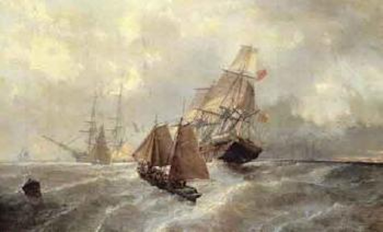 On a stormy sea by Jean Baptiste Henri Durand-Brager