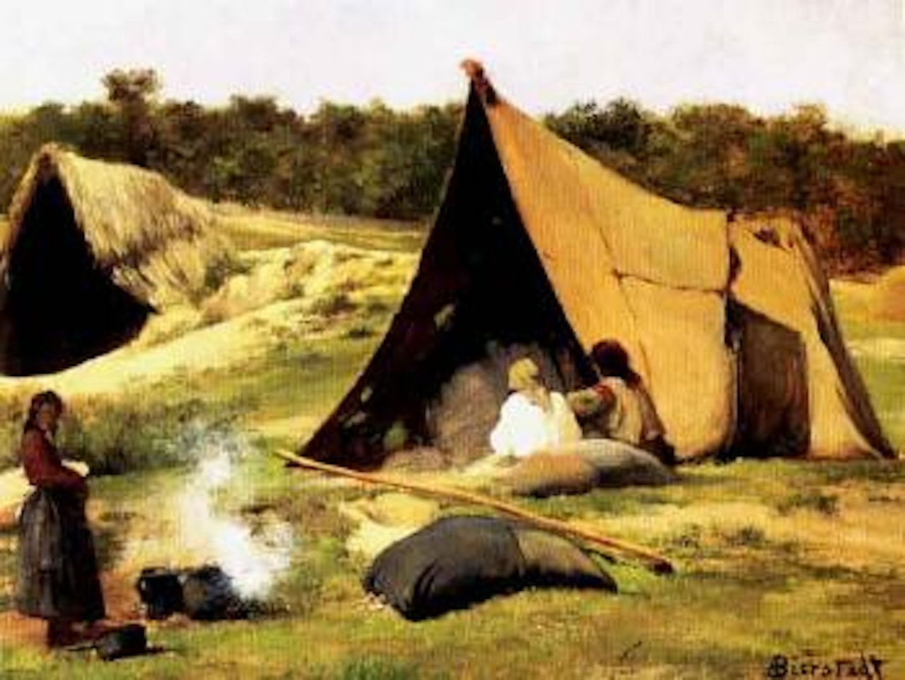 Indian camp by Albert Bierstadt