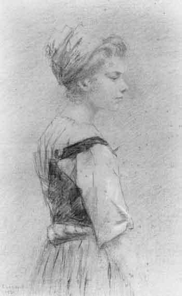 Study of young peasant girl by Léon Augustin Lhermitte