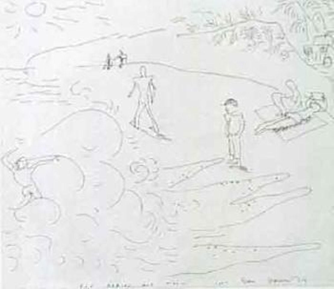 On the beach by David Hockney