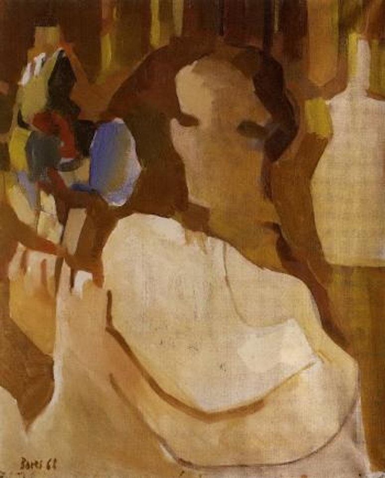Woman with bunch of flowers by Francisco Bores