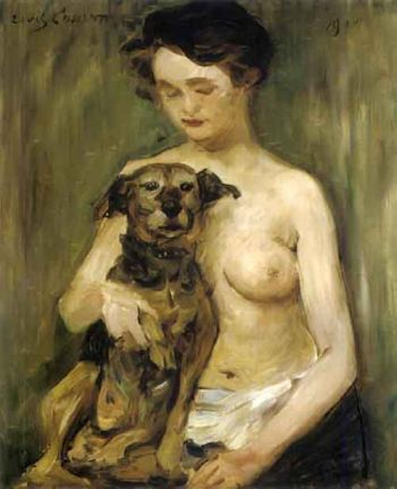 Nude female and dog by Lovis Corinth
