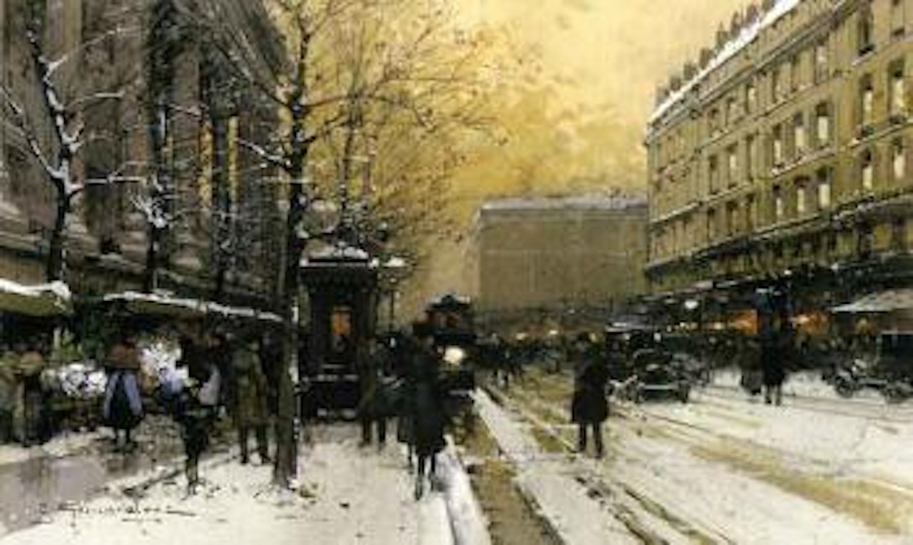 Winter's day in Paris by Eugene Galien-Laloue