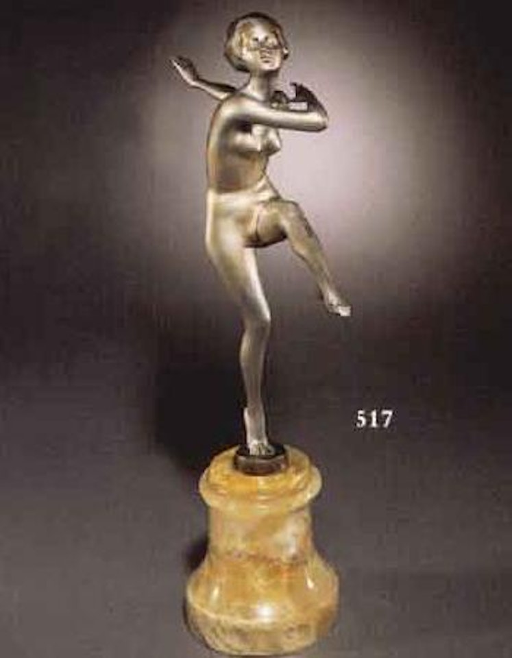 Naked young woman poised on one leg by Josef Lorenzl