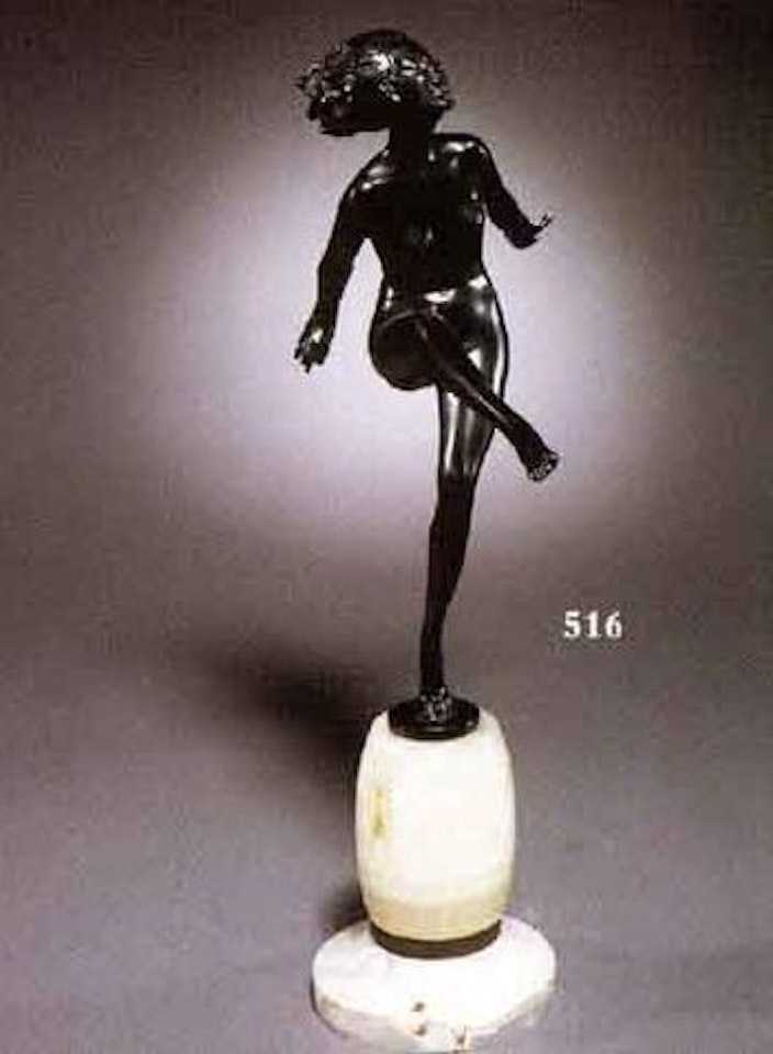 Naked young woman poised on tiptoe by Josef Lorenzl