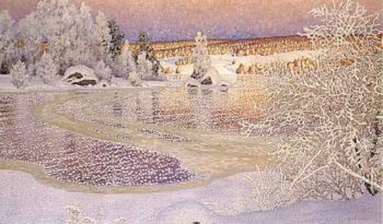 Hoar frost and frozen lake by Gustaf Fjaestad