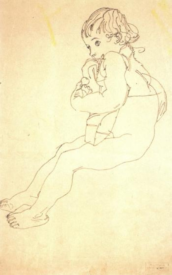 Seated child by Egon Schiele