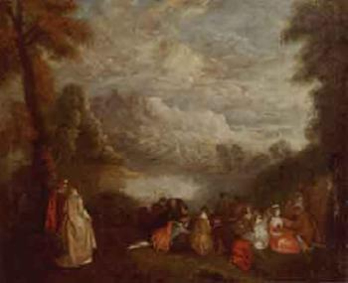 Fete Champetre by lake by Jean-Antoine Watteau