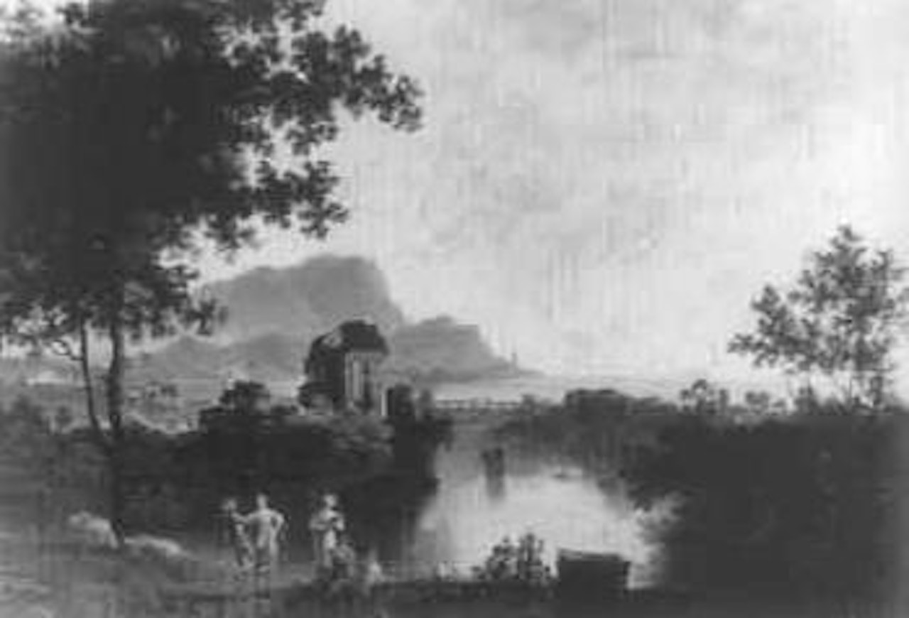 Idealised southern coastal landscape with figures by Claude Lorrain