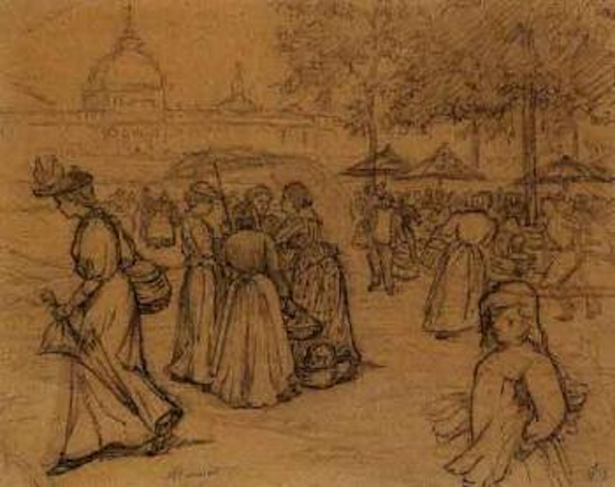 Market place by Berthe Morisot