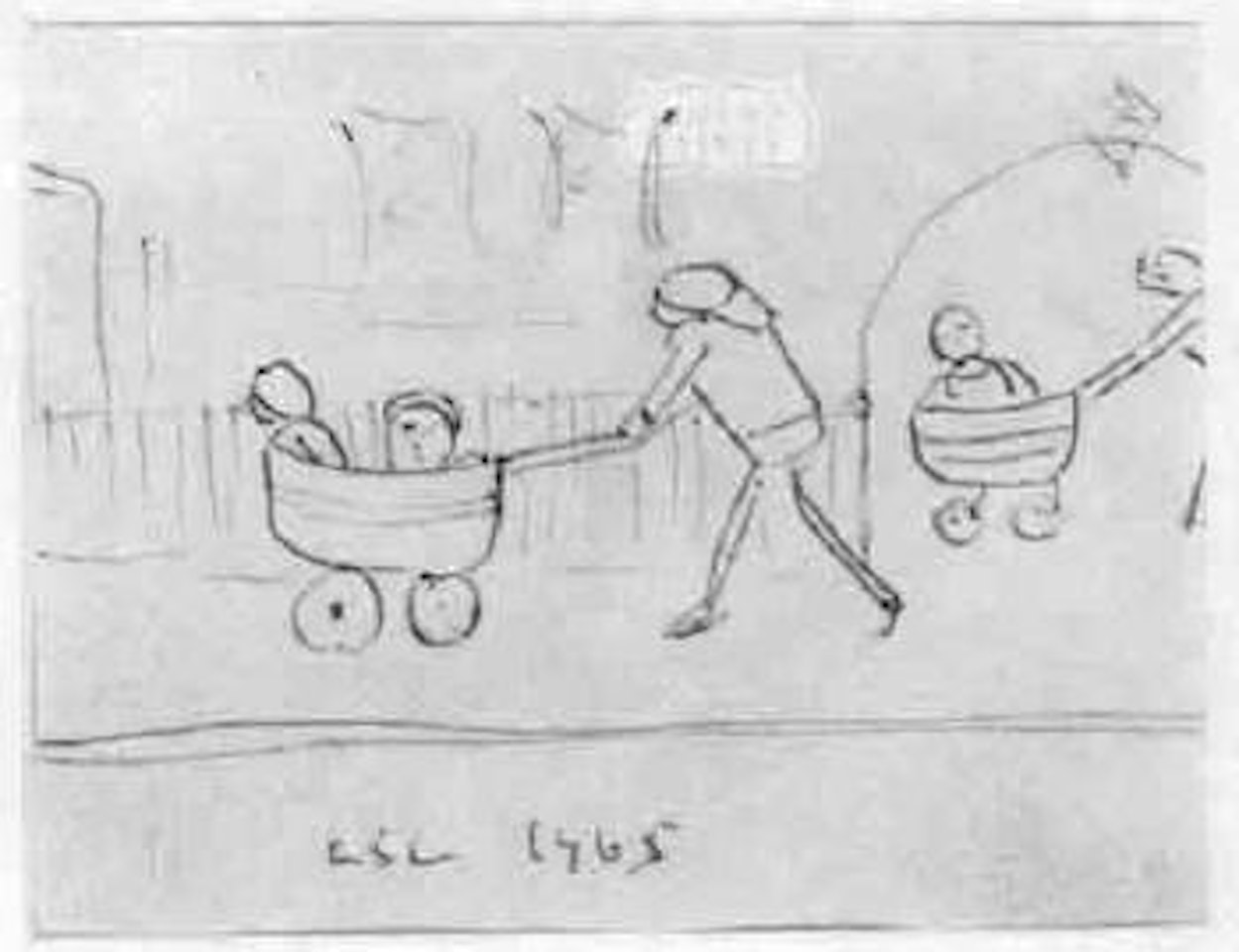 Mothers and prams by Laurence Stephen Lowry