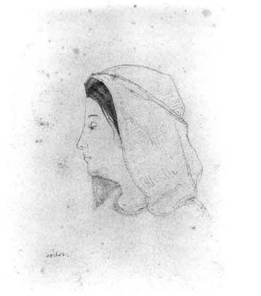 Femme de profil au voile sur la tete by Odilon Redon
