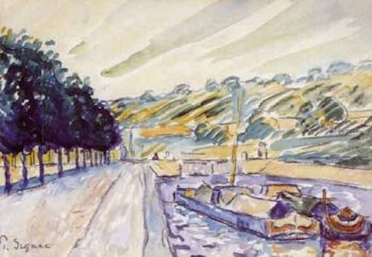 Samois, Peniches sur la Seine by Paul Signac
