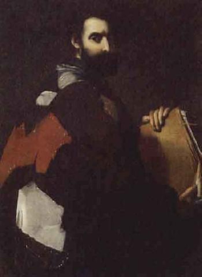 A Philosopher holding a book by Jusepe de Ribera