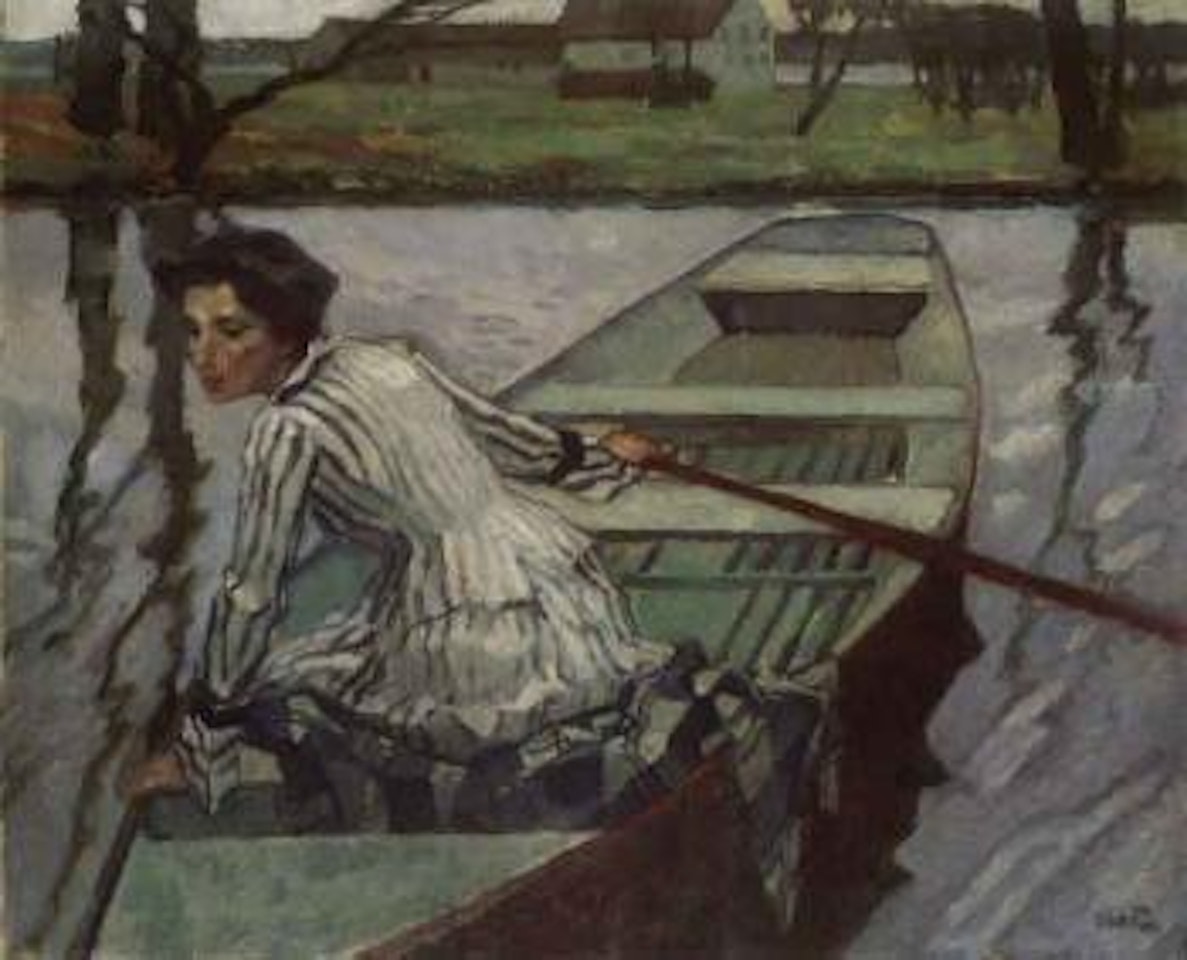 Autumn river outing by Leo Putz
