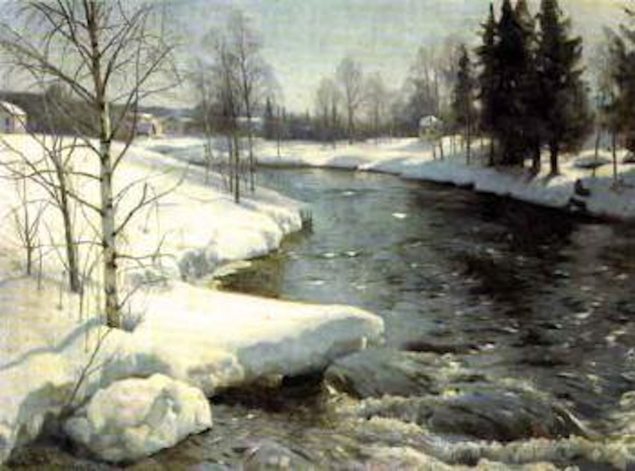 Snowy winter landscape by Peder Mork Monsted