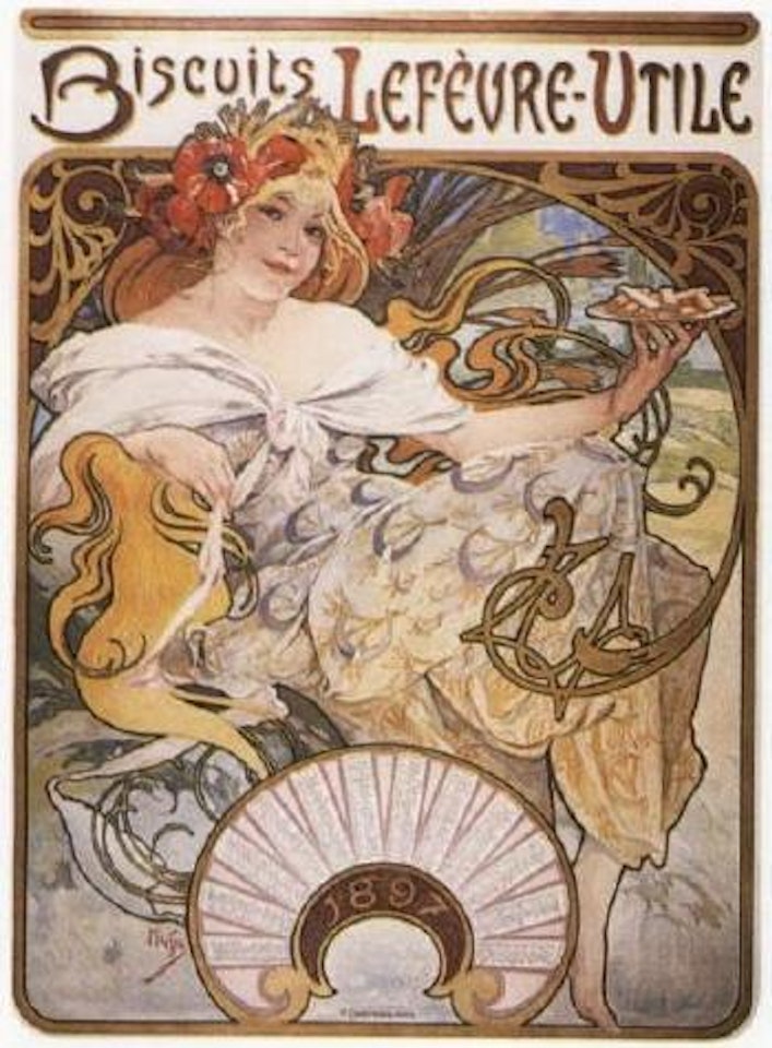 Calendar'biscuits Lefevre-Utile' by Alphonse Mucha