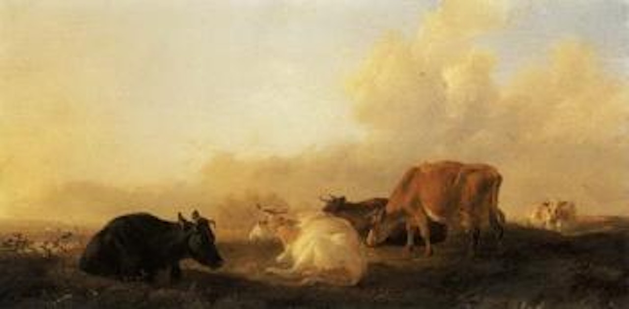 Evening - banks of the river by Thomas Sidney Cooper