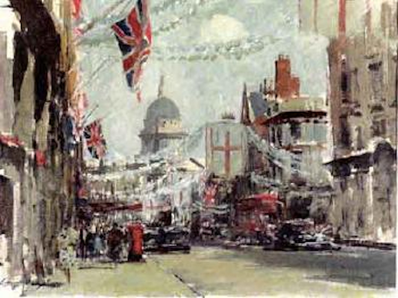 St. Paul's from Fleet Street, 2 June 1953, Coronation route by Edward Seago