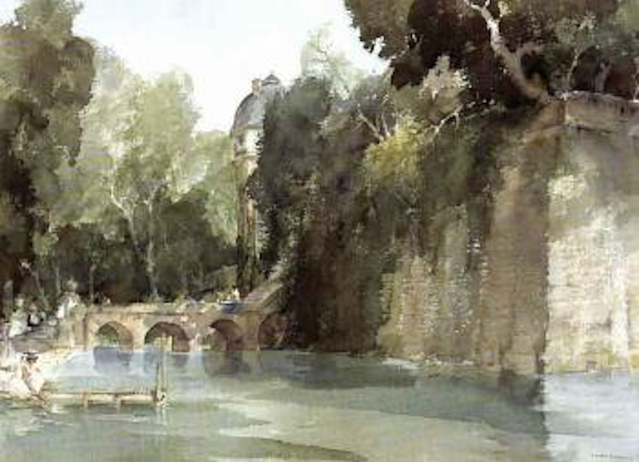 The water garden, Chateauneuf-sur-Loire by William Russell Flint