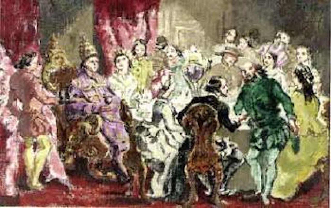 Figures in fancy dress at banquet by Walter Richard Sickert