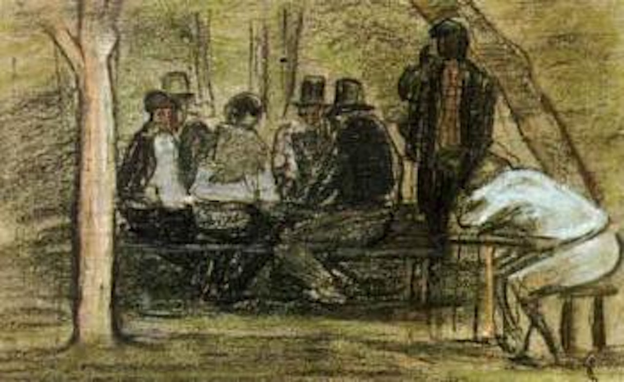 Buveurs de cidre a la ferme Saint-Simeon by Eugène Boudin
