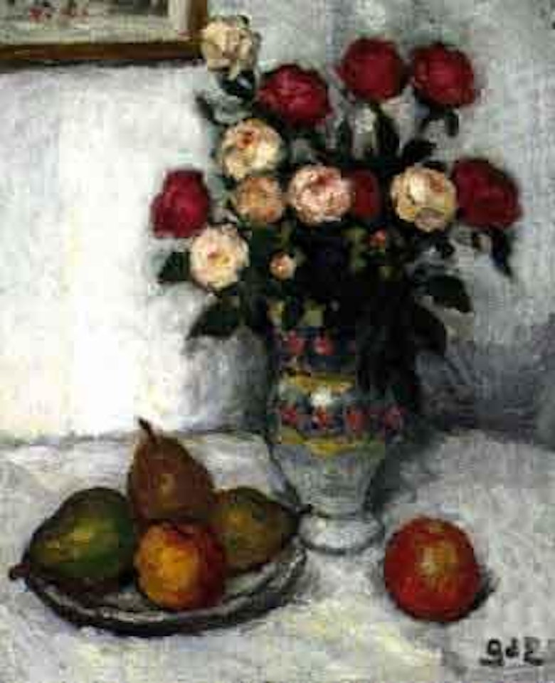 Nature morte, roses sur fond blanc by Georges d’Espagnat