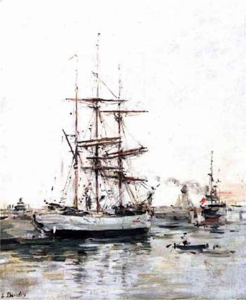 Trois-mats au port by Eugène Boudin