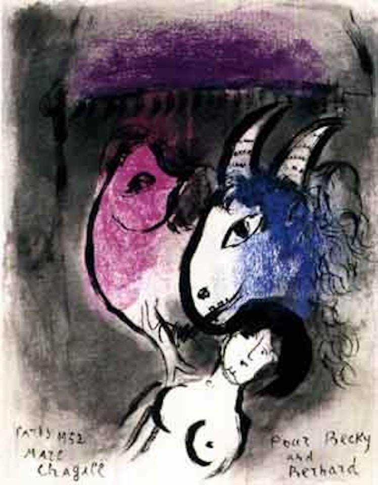 Homme, ane et poulet by Marc Chagall