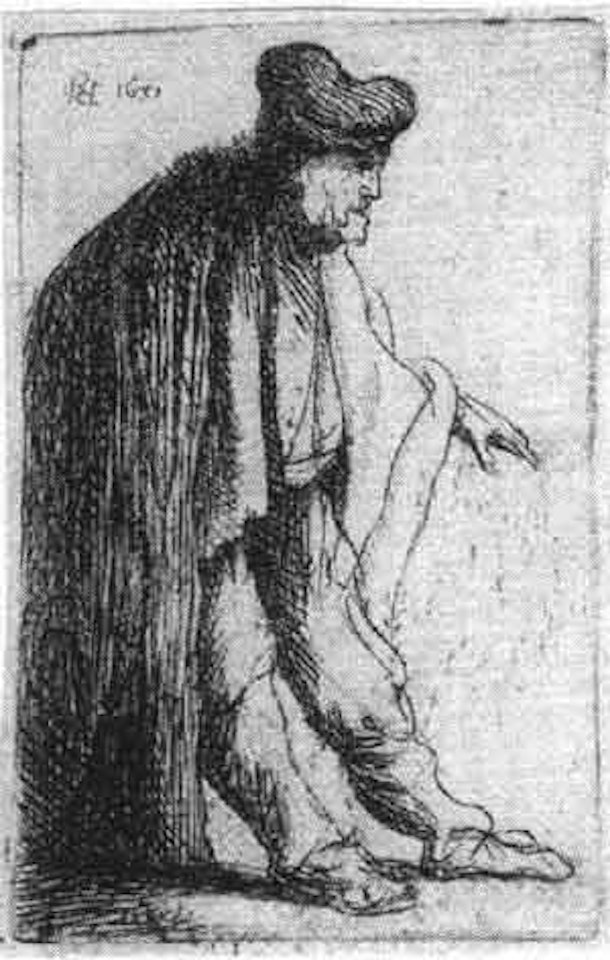 Beggar with outstretched left hand by Attributed to Rembrandt Harmensz van Rijn