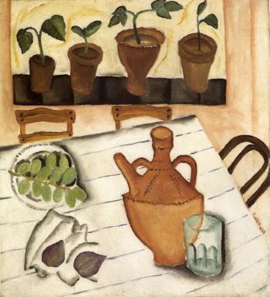 Still life by open window by Reuven Rubin