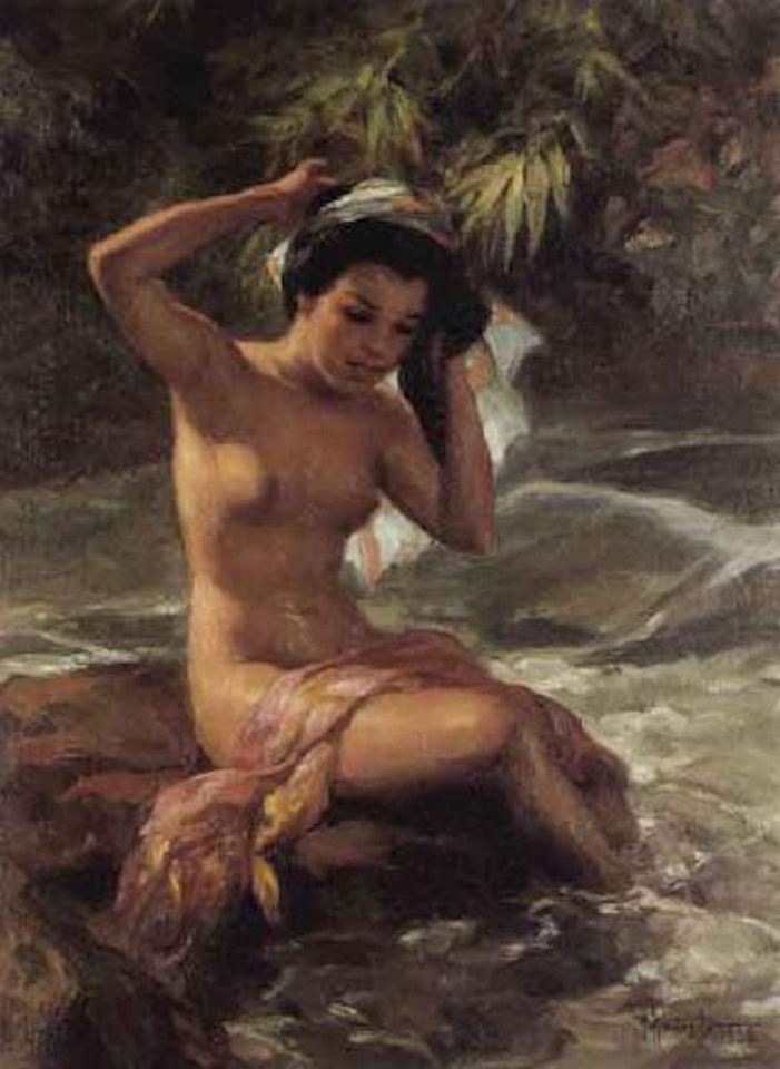 Bather by stream by Fernando Amorsolo