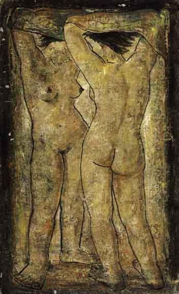 Two standing female nudes by Angel Botello