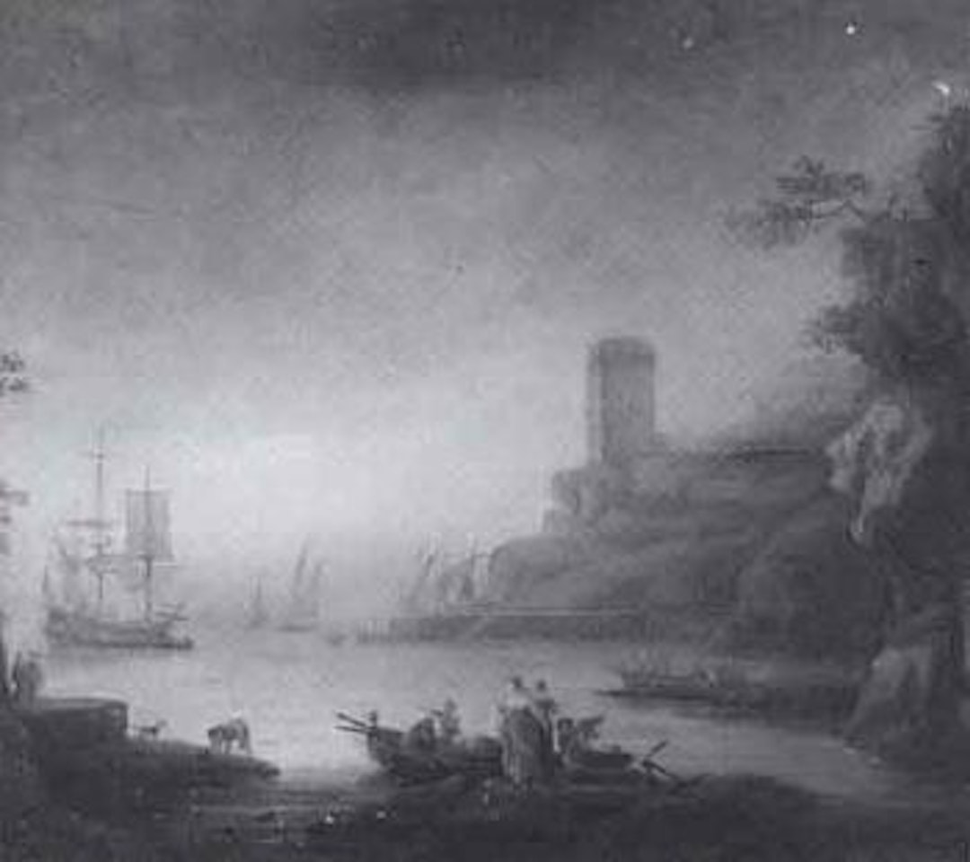 Coastal landscape with sailing boats by Claude Joseph Vernet
