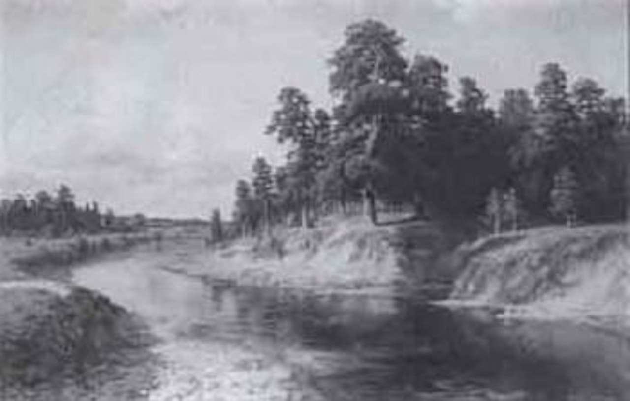 Summer landscape with river by Russian School