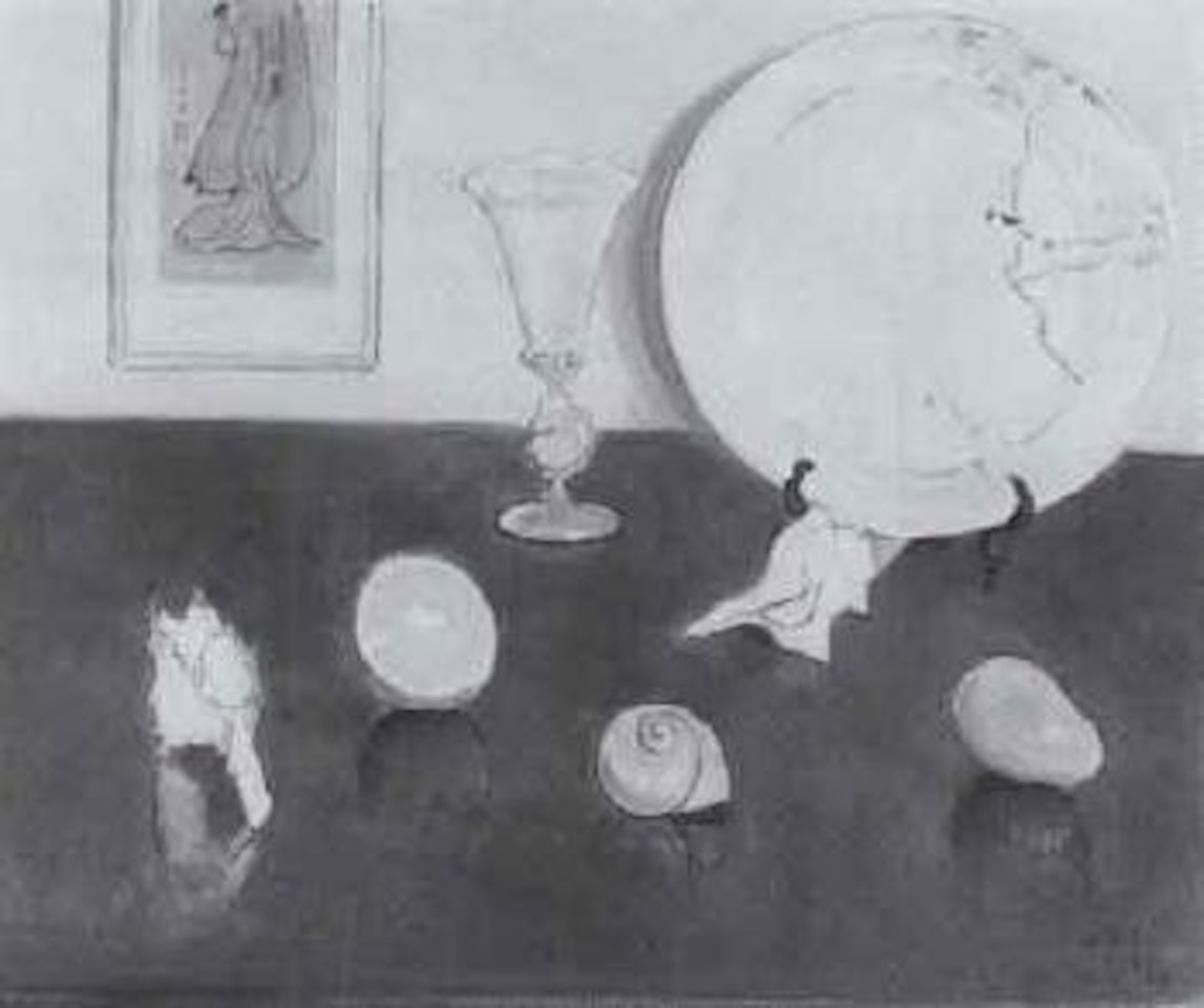 Still life with fruit, china and shells by Einar Jolin