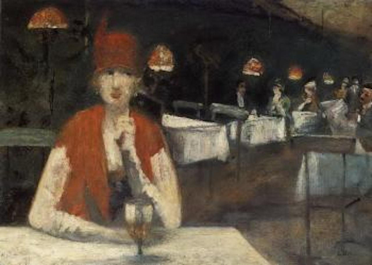 Lady in cafe by Lesser Ury