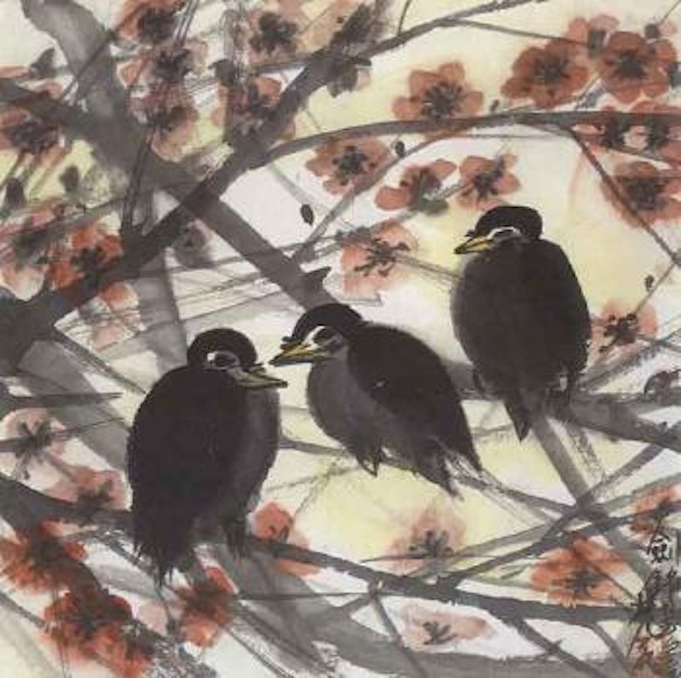 Plum tree and birds by Lin Fengmian